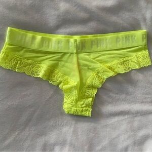 VS Pink neon yellow lace cheeky pantie